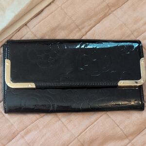 Chic Black Women's Clutch/Bag with Gold Accents